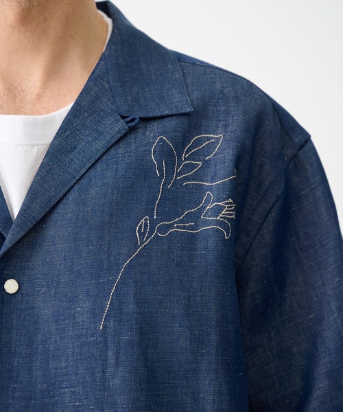 TANAKA(タナカ)の「【TANAKA/タナカ】別注THE SS SHIRT INDIGO LINEN EMBROIDERY(シャツ/ブラウス・メンズ・インディゴブルー・L/M)」の5枚目の写真