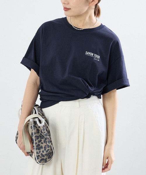 IENA(イエナ)の「《追加》バックロゴツアーTシャツ(Tシャツ/カットソー・レディース・ネイビー/グレー・FREE)」の2枚目の写真