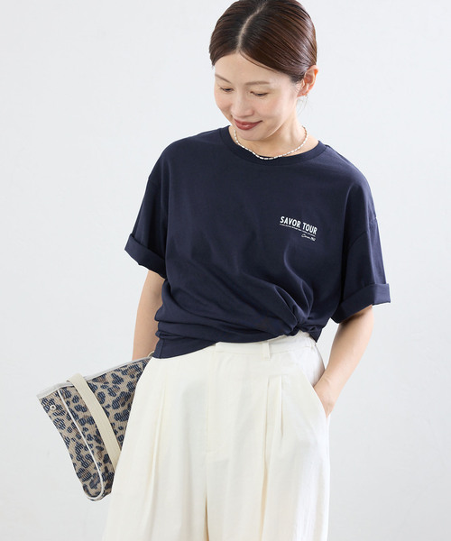 IENA(イエナ)の「《追加》バックロゴツアーTシャツ(Tシャツ/カットソー・レディース・ネイビー/グレー・FREE)」の4枚目の写真