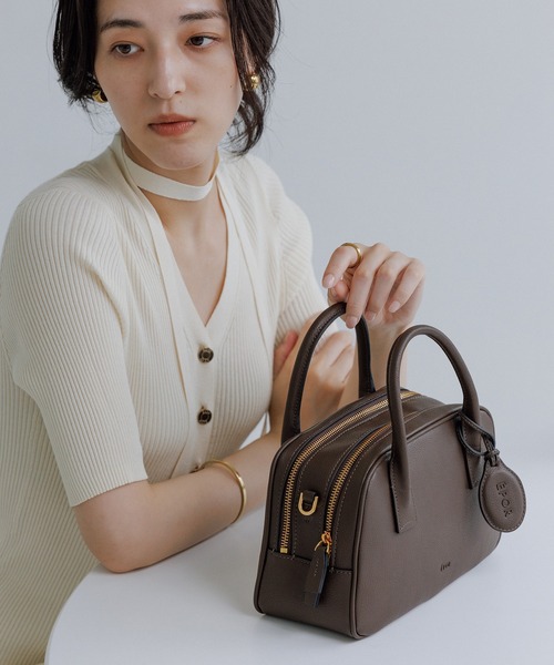 E'POR(エポール)の「【E'POR】TWO BOSTON BAG Mini/撥水・26AW新型(ハンドバッグ・レディース・ダークブラウン/ブラック・FREE)」の8枚目の写真