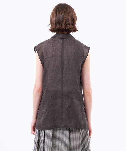 MACKINTOSH PHILOSOPHY（ﾏｯｷﾝﾄｯｼｭ ﾌｨﾛｿﾌｨｰ）の「【UPTON GILET（アップトン ジレ）】リネンメッシュ（ベスト・レディース・ブラウン系その他4/ダークネイビー・38/36）」の8枚目の写真