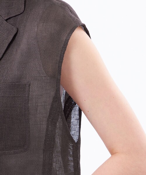 MACKINTOSH PHILOSOPHY（ﾏｯｷﾝﾄｯｼｭ ﾌｨﾛｿﾌｨｰ）の「【UPTON GILET（アップトン ジレ）】リネンメッシュ（ベスト・レディース・ブラウン系その他4/ダークネイビー・38/36）」の9枚目の写真