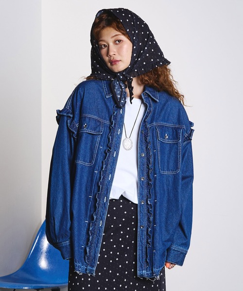 ROSE BUD(ローズバッド)の「FRILL DENIM SHIRT(シャツ/ブラウス・レディース・インディゴブルー/ライトインディゴブルー・ONE SIZE)」の16枚目の写真