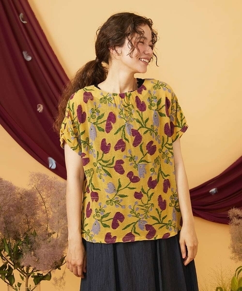 Jocomomola(ホコモモラ)の「【日本製】Aves ジャカードカットソープルオーバー(Tシャツ/カットソー・レディース・ベージュ/ブルー・40)」の16枚目の写真