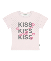 KISS KISS KISSプリントドットスリムフィット半袖Tシャツライトピンク