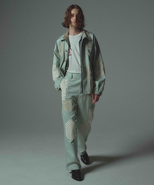 amok(アモク)の「STUDS PATCHED PANTS(その他パンツ・メンズ・ネイビー/ミント・S/M/L)」の17枚目の写真