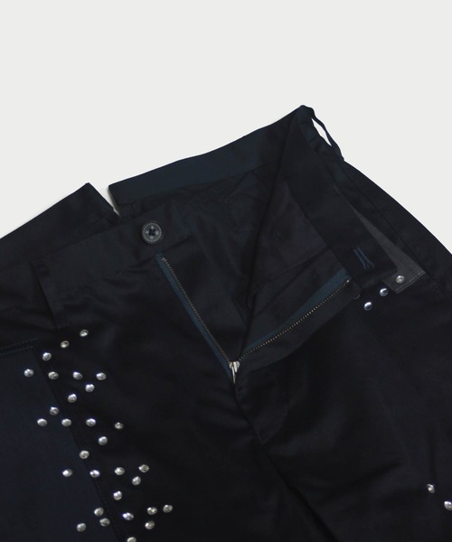amok(アモク)の「STUDS PATCHED PANTS(その他パンツ・メンズ・ネイビー/ミント・S/M/L)」の7枚目の写真