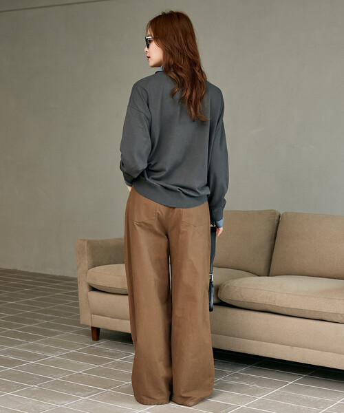 MARY QUANT(マリークワント)の「MARY QUANT × PUBLUX/マリークワント 別注 チェック シャツ レイヤード風 スキッパー ロングスリーブ ニット 限定展開(ニット/セーター・レディース・ブラウン/チャコールグレー/ネイビー/グレー・フリ-)」の16枚目の写真