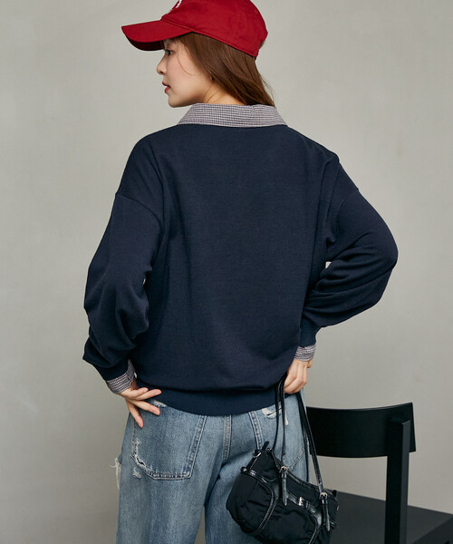 MARY QUANT(マリークワント)の「MARY QUANT × PUBLUX/マリークワント 別注 チェック シャツ レイヤード風 スキッパー ロングスリーブ ニット 限定展開(ニット/セーター・レディース・ブラウン/チャコールグレー/ネイビー/グレー・フリ-)」の21枚目の写真