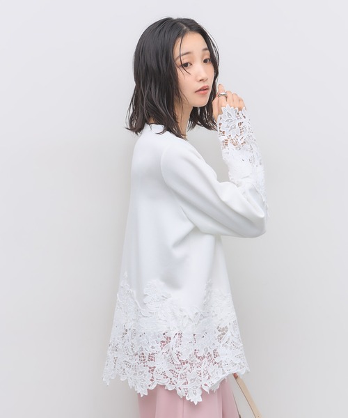 &. NOSTALGIA(アンドドットノスタルジア)の「フルールレースカットソー(Tシャツ/カットソー・レディース・ライトグレー/アイボリー/ブラック・M)」の8枚目の写真