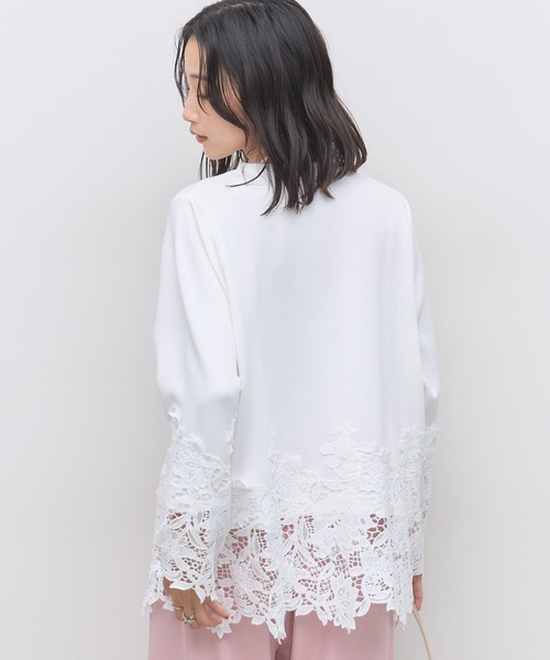 &. NOSTALGIA(アンドドットノスタルジア)の「フルールレースカットソー(Tシャツ/カットソー・レディース・ライトグレー/アイボリー/ブラック・M)」の5枚目の写真