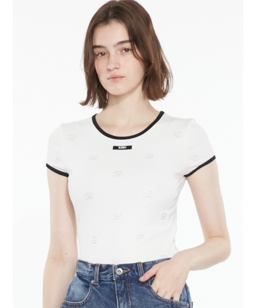 SORIN(ソリン )の「S Motif T-shirt / SモチーフジュエリーTシャツ(Tシャツ/カットソー・レディース・ホワイト/ブラック/グレー/ライラック・38)」の2枚目の写真