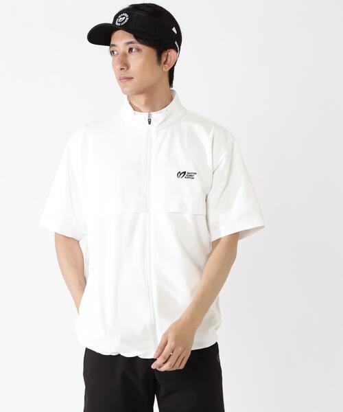 MASTER BUNNY EDITION(マスターバニーエディション)の「【MASTER BUNNY EDITION】ポリエステルニットドビー半袖フルジップカットソー(Tシャツ/カットソー・メンズ・ブラック/ホワイト/ベージュ・X-LARGE/MEDIUM/LARGE)」の1枚目の写真