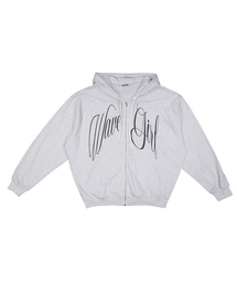 Single Wave Hood Zip-Up-White Melange