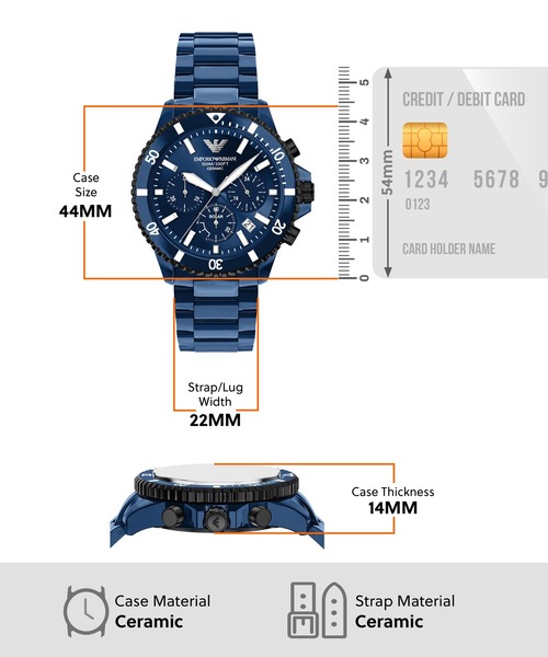 EMPORIO ARMANI(エンポリオアルマーニ)の「エンポリオ・アルマーニ 腕時計 メンズ アナログ セラミック AR70024(アナログ腕時計・メンズ・ブルー・FREE)」の5枚目の写真