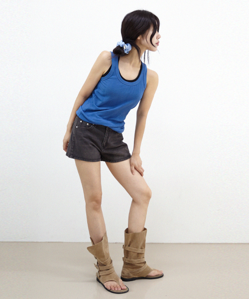 millioncor(ミリオンコール)の「ハーシースリーブレスリブタンクトップ(ブルー)(Tシャツ/カットソー・レディース・その他・FREE)」の3枚目の写真
