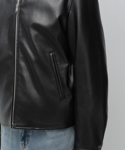 MUSINSA STANDARD（ムシンサスタンダード）の「シンセティックレザーシングルジャケット[ブラック]（ライダースジャケット・メンズ・その他・2XL/MEDIUM/LARGE/X-LARGE）」の7枚目の写真