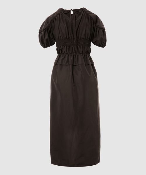 CECILIE BAHNSEN(セシリー バンセン)の「LONG DRESS WITH SMOCKED BODICE AND PEPLUM DETAIL(ワンピース・レディース・ブラウン・6/8)」の3枚目の写真