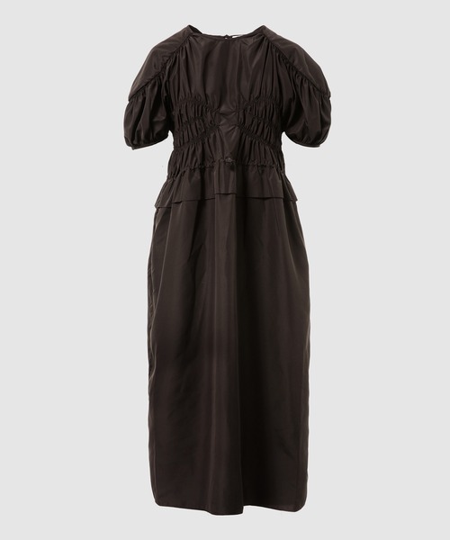 CECILIE BAHNSEN(セシリー バンセン)の「LONG DRESS WITH SMOCKED BODICE AND PEPLUM DETAIL(ワンピース・レディース・ブラウン・6/8)」の4枚目の写真