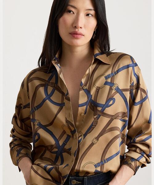 LAUREN RALPH LAUREN(ローレン ラルフ ローレン)の「リラックス フィット ベルティングプリント ツイル シャツ(シャツ/ブラウス・レディース・ブラウン系5・M/L/XXS/XS/S)」の5枚目の写真