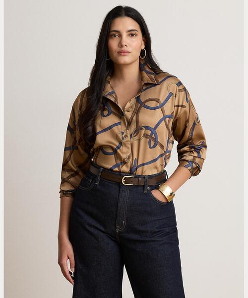 LAUREN RALPH LAUREN(ローレン ラルフ ローレン)の「リラックス フィット ベルティングプリント ツイル シャツ(シャツ/ブラウス・レディース・ブラウン系5・M/L/XXS/XS/S)」の6枚目の写真