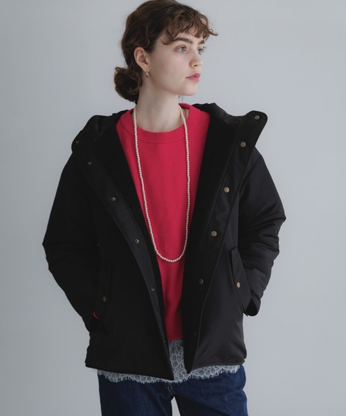 URBAN RESEARCH Sonny Label(アーバンリサーチサニーレーベル)の「リバーシブルボア撥水ショートコート(その他アウター・レディース・ブラック/チャコールグレー/アイボリー・FREE)」の5枚目の写真