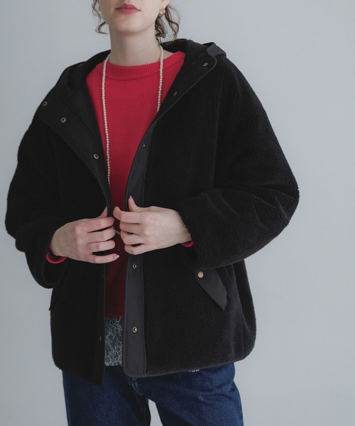 URBAN RESEARCH Sonny Label(アーバンリサーチサニーレーベル)の「リバーシブルボア撥水ショートコート(その他アウター・レディース・ブラック/チャコールグレー/アイボリー・FREE)」の9枚目の写真