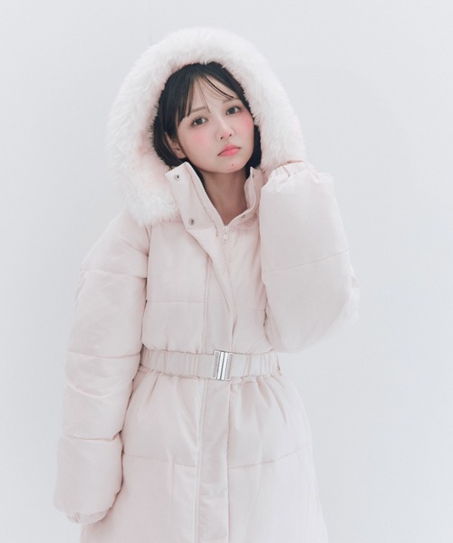 OLIVE des OLIVE(オリーブデオリーブ)の「Snow fur ショートエコダウン(ダウンジャケット/コート・レディース・アイボリー/ピンク/ブラック/ドット・FREE)」の12枚目の写真