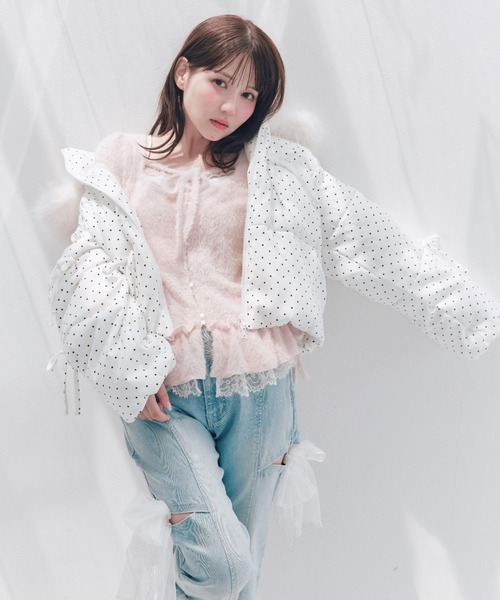 OLIVE des OLIVE(オリーブデオリーブ)の「Snow fur ショートエコダウン(ダウンジャケット/コート・レディース・アイボリー/ピンク/ブラック/ドット・FREE)」の13枚目の写真