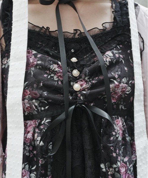 myu:loret(ミュウロレット)の「ミニフラワーキャミチュニック(チュニック・レディース・ブラック/ホワイト・FREE)」の7枚目の写真