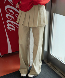 W1152 プリーツレイヤードパンツ_ベージュ