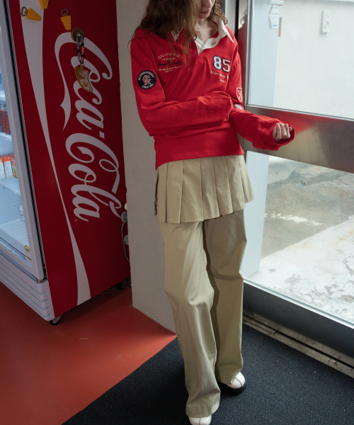 WAARFORWOMAN(ワール・フォー・ウーマン)の「W1152 プリーツレイヤードパンツ_ベージュ(その他パンツ・レディース・その他・SMALL/MEDIUM/LARGE)」の5枚目の写真