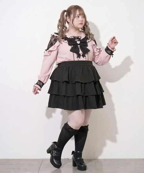 DearMyLoveWhip(ディアマイラブホイップ)の「ハートレースフリルビジューセーラーブラウス(シャツ/ブラウス・レディース・ピンク/ボルドー/ブラック×ホワイト・5L/4L)」の11枚目の写真