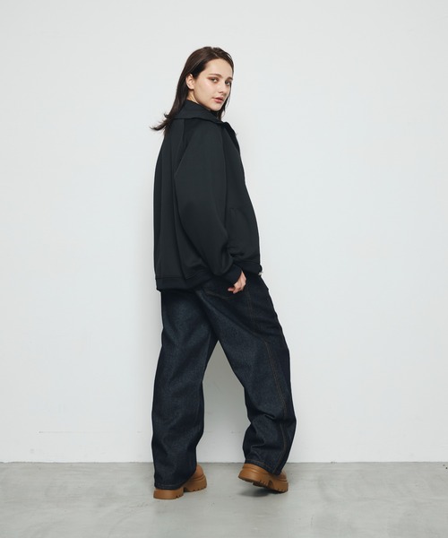 DAZE(デイズ)の「スタンドカラー ダブルジップスウェットブルゾン(ブルゾン・メンズ・グレー/ブラック・SMALL/MEDIUM/LARGE)」の4枚目の写真