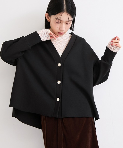 le cercle ADAM ET ROPE'(ルセルクルアダムエロペ)の「サンディカットJZメタルボタンカーデ/セットアップ対応(カーディガン/ボレロ・レディース・ライトグレー/ブラック/オフホワイト・FREE)」の14枚目の写真
