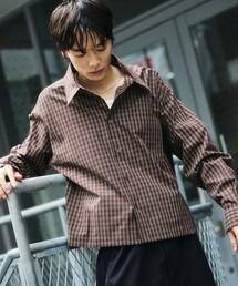 限定展開 チェック クロップド シャツ