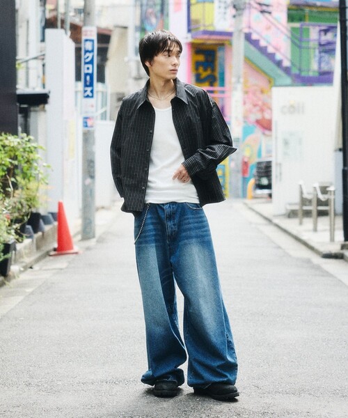 FREAK'S STORE(フリークスストア)の「限定展開 チェック クロップド シャツ(シャツ/ブラウス・メンズ・サックスブルー/ベージュ/チャコールグレー/ブラウン/ブラック・SMALL/LARGE/MEDIUM)」の22枚目の写真