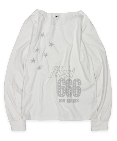 DEFYCLUBROBBERS(ディファイクラブロバース)の「FLIGHT 666 ボートネック ワンショルダー ロングスリーブ アイボリー(Tシャツ/カットソー・レディース・その他・FREE)」の4枚目の写真