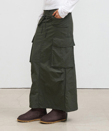 NYLON UTILITY CARGO SKIRT IN KHAKI