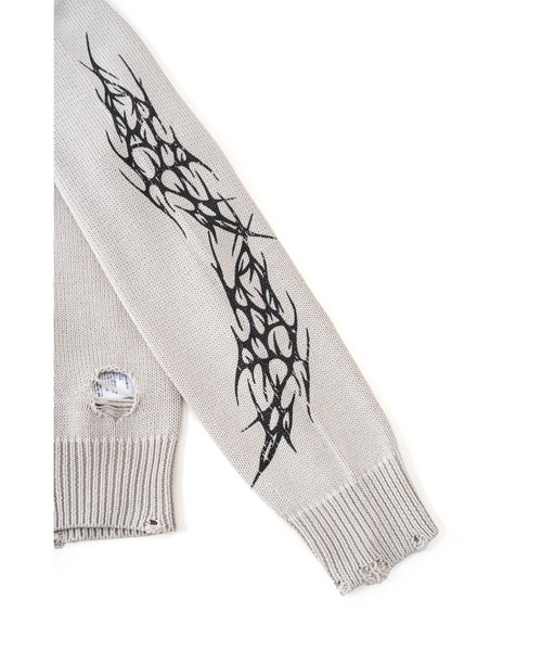 SUPPLIER(サプライヤー)の「ニット|Distressed Tribal Bones Crew Knit|SUPPLIER(ニット/セーター・メンズ・ブラック/グレー・SMALL/MEDIUM/LARGE/X-LARGE)」の7枚目の写真