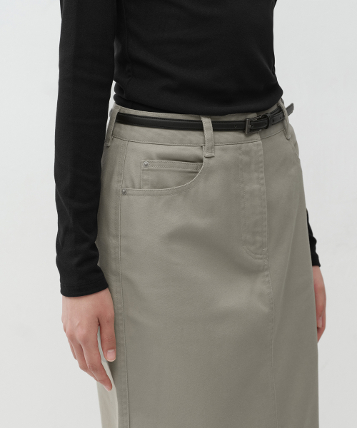 MUSINSA STANDARD WOMAN（ムシンサスタンダードウーマン）の「ウィメンズ CP マキシスカート [グレイッシュベージュ]（スカート・レディース・その他・SMALL/MEDIUM/LARGE/X-SMALL）」の4枚目の写真