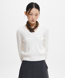 【GENERAL IDEA】GNRLロゴウールケーブルVネックニットプルオーバー / WOOL CABLE V-NECK PULLOVER