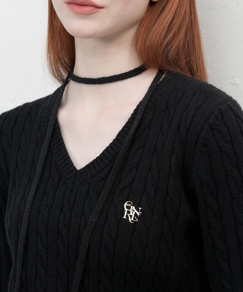 GENERAL IDEA(ジェネラルアイデア)の「【GENERAL IDEA】GNRLロゴウールケーブルVネックニットプルオーバー / WOOL CABLE V-NECK PULLOVER(ニット/セーター・レディース・グレー/ホワイト/ネイビー/ブラック・S/M/L)」の12枚目の写真