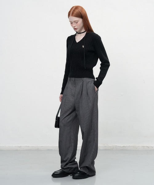 GENERAL IDEA(ジェネラルアイデア)の「【GENERAL IDEA】GNRLロゴウールケーブルVネックニットプルオーバー / WOOL CABLE V-NECK PULLOVER(ニット/セーター・レディース・グレー/ホワイト/ネイビー/ブラック・S/M/L)」の14枚目の写真