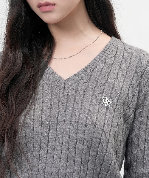 GENERAL IDEA(ジェネラルアイデア)の「【GENERAL IDEA】GNRLロゴウールケーブルVネックニットプルオーバー / WOOL CABLE V-NECK PULLOVER(ニット/セーター・レディース・グレー/ホワイト/ネイビー/ブラック・S/M/L)」の21枚目の写真