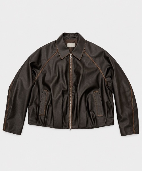 CONZ(コンズ)の「balloon blouson vintage faux leather(ブルゾン・メンズ・ブラック/ダークブラウン・2/1/3)」の2枚目の写真