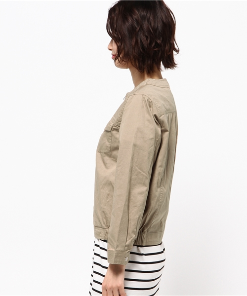 LBC(エルビーシー)の「コットンツイルノーカラーブルゾン(ブルゾン・レディース・オリーブ/ベージュ・LARGE/MEDIUM)」の9枚目の写真