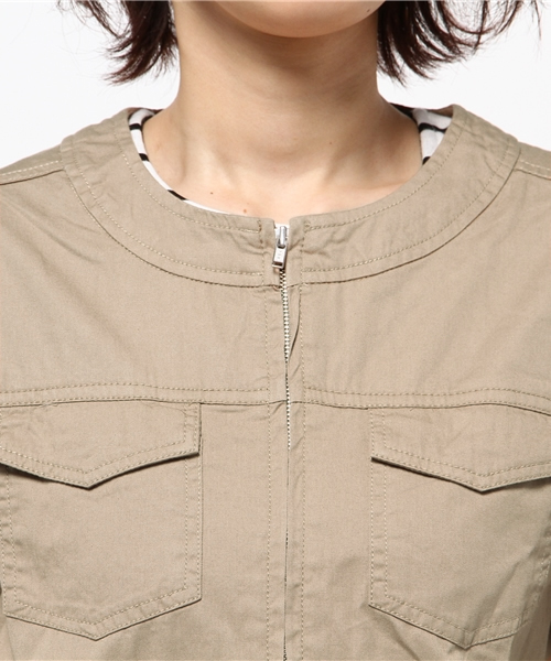 LBC(エルビーシー)の「コットンツイルノーカラーブルゾン(ブルゾン・レディース・オリーブ/ベージュ・LARGE/MEDIUM)」の11枚目の写真