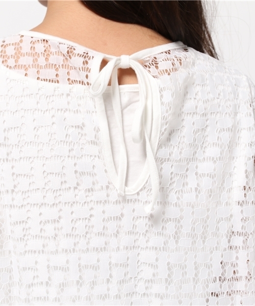 MOUSSY（マウジー）の「LACE FLARE LAYERED TOPS（Tシャツ/カットソー・レディース・ネイビー/ホワイト/ブルー・FREE）」の8枚目の写真