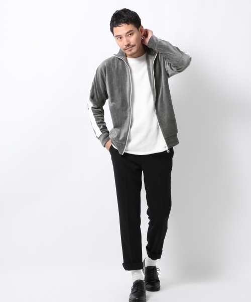 GLOBAL WORK（グローバルワーク）の「ベロアトラックジャケット/735754（カーディガン/ボレロ・メンズ・グレー/ネイビー・SMALL/X-LARGE/MEDIUM/LARGE）」の3枚目の写真